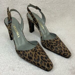 NEW Vintage Paloma Leopard Print Slingback Heels-Brown/Black-Women’s 6.5-Classic